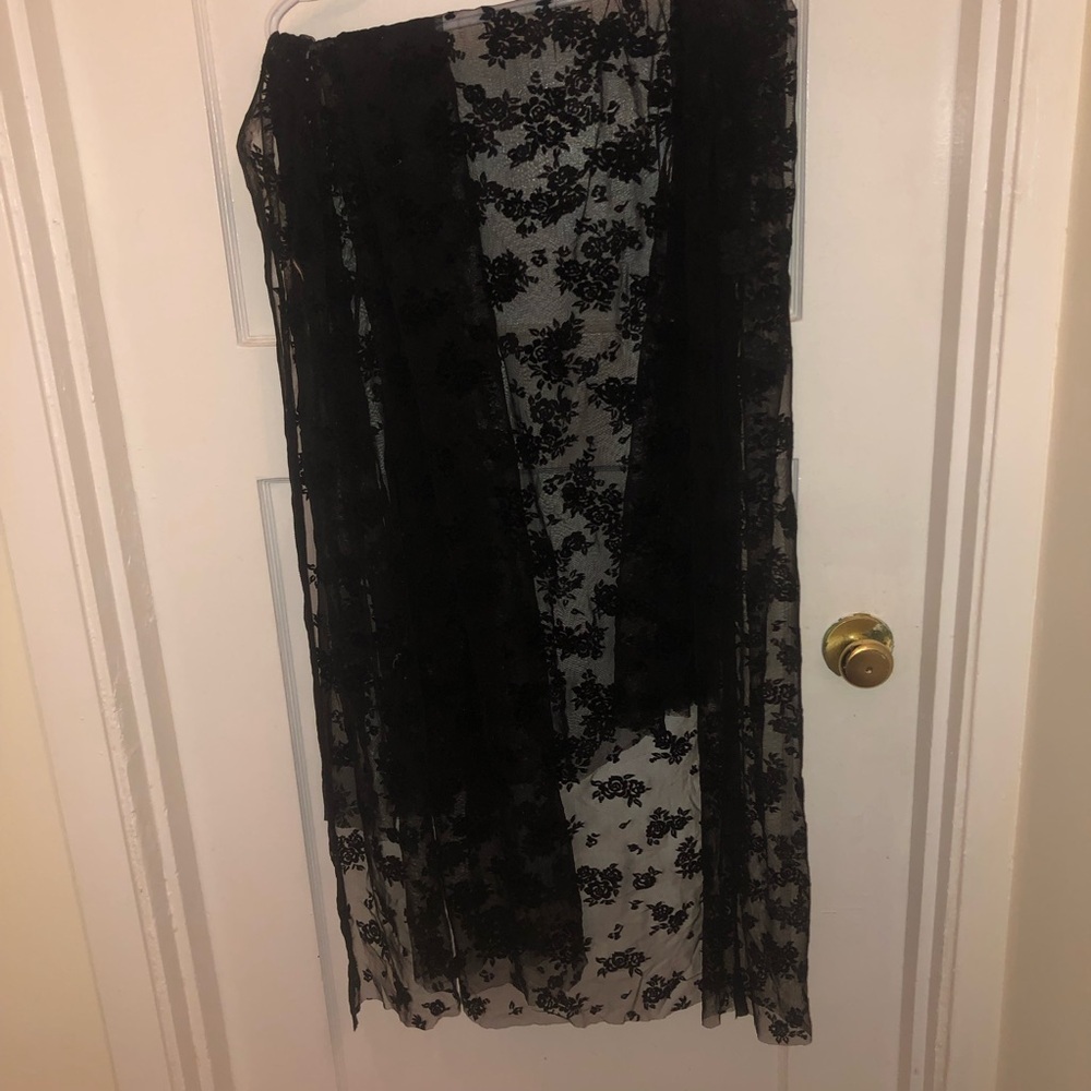 Chic Black Floral Lace fabric 72” by 60”probably vintage fabric.